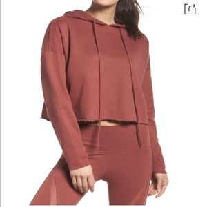 Alo Yoga cropped raw hem box hoodie